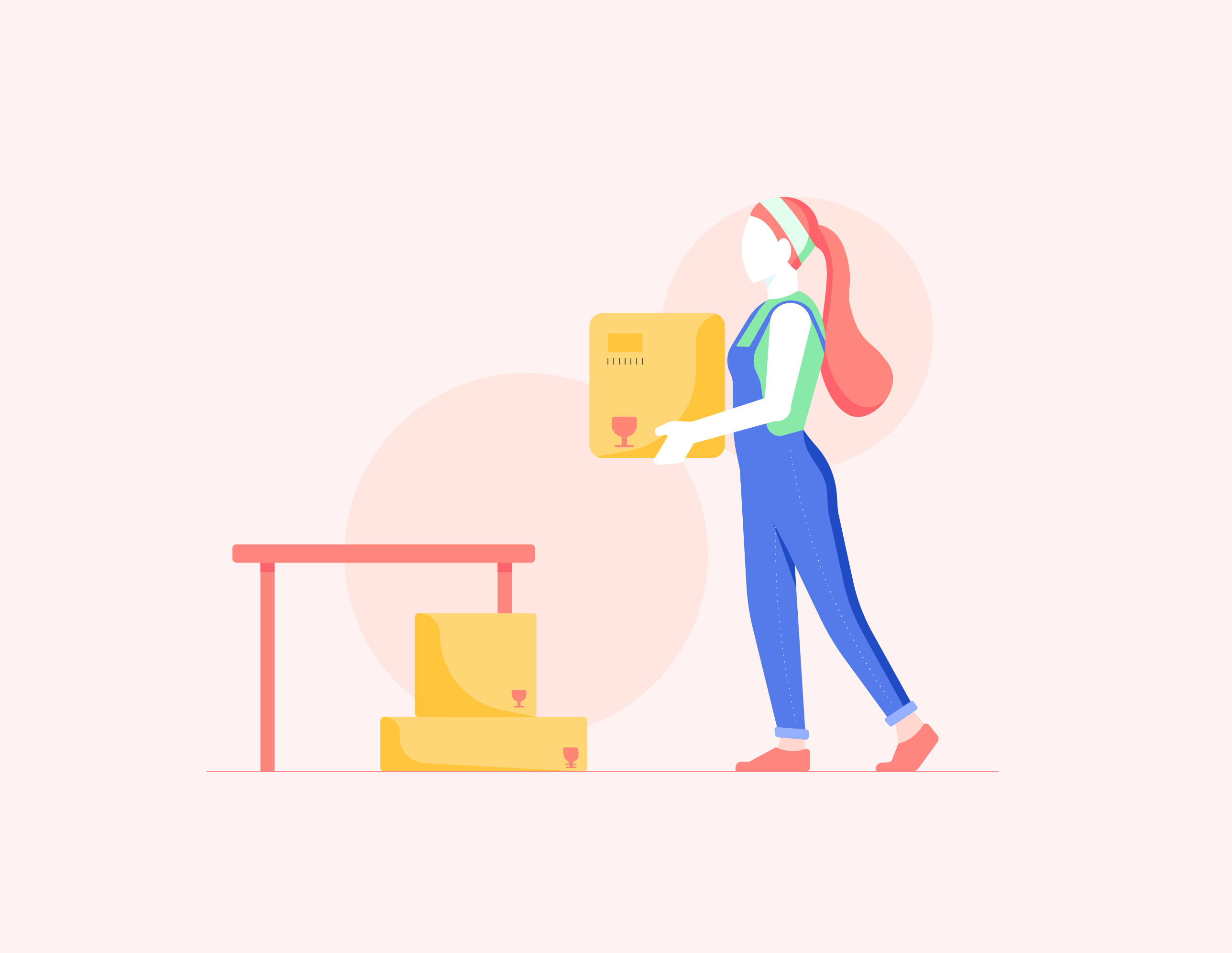 Girl Moving Boxes Illustration by Iconscout Freebies on Iconscout